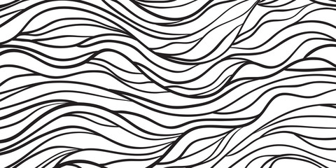 Fototapeta premium Wavy background. Hand drawn waves. Stripe texture with many lines. Waved pattern. Black and white illustration for banners, flyers or posters