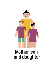 Mother, son and daughter icon can be used for web, logo, mobile app, UI, UX