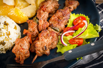 Shish kebabs - grilled meat and vegetables