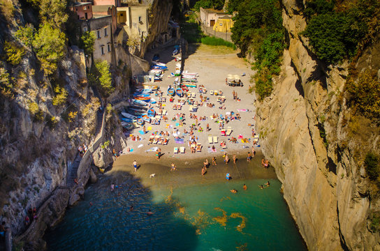 Fiordo Di Furore Beach Seen From Bridge