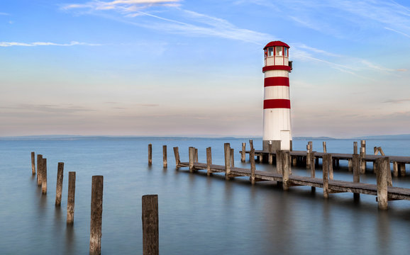 Lighthous and ponds at the lake