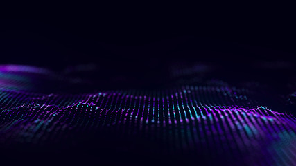 Violet computer technology background. Big data visualization. Technology landscape. Futuristic illustration. 3d rendering.