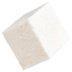 Cube of soft cheese isolated on a white background. With clipping path