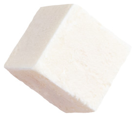 Cube of soft cheese isolated on a white background. With clipping path
