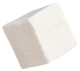Cube of soft cheese isolated on a white background. With clipping path