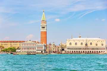 Fototapeta na wymiar Piazza San Marco and other Venice sights, view from the sea