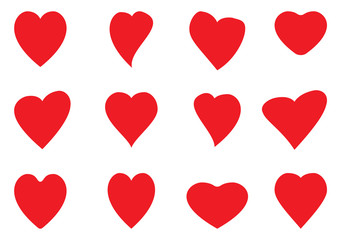 Set of different hearts