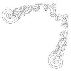 Vintage baroque ornament, corner. Retro pattern antique style acanthus.