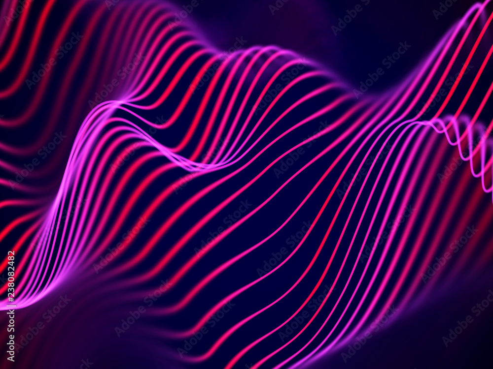 Aufkleber 3d visualization of sound waves. big data or information concept: red chart. data abstract: futurist