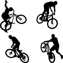Fototapeta na wymiar silhouette of male doing bike trick