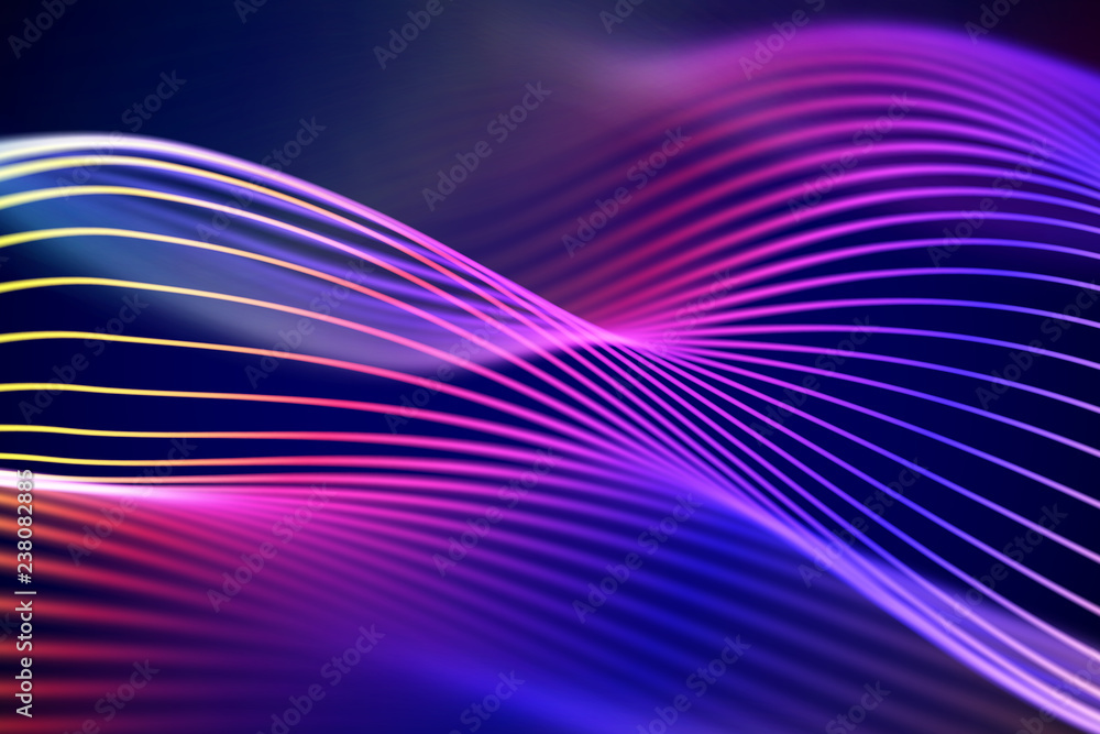 Poster 3d sound waves, visual audio equalizer. big data abstract visualization. multicolor bright sound wav