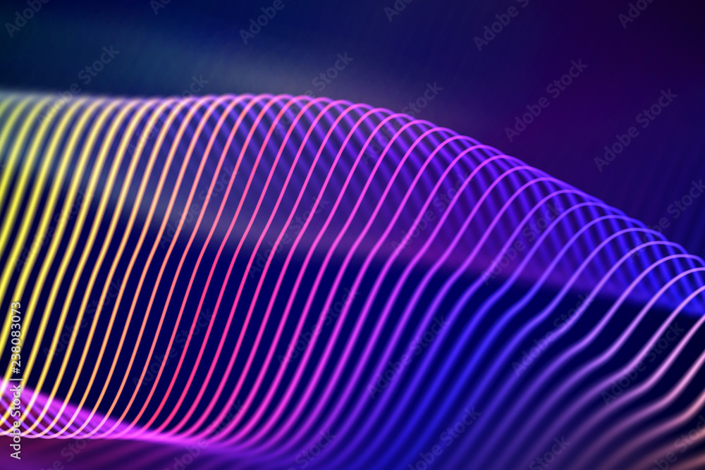 Aufkleber 3d sound waves, visual audio equalizer. big data abstract visualization. multicolor bright sound wav