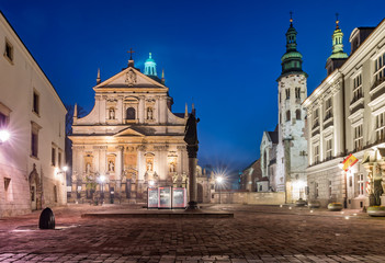 Fototapeta na wymiar Krakow, Poland, st Mary Magdalene square in the night