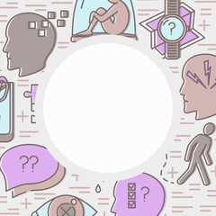 Alzheimers disease concept banner template in line style