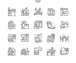 Workplace Well-crafted Pixel Perfect Vector Thin Line Icons 30 2x Grid for Web Graphics and Apps. Simple Minimal Pictogram