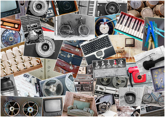 collage of a photo of old things