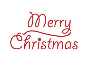 Merry Christmas hand lettering isolated on white. Vector image.