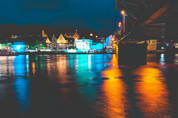 Fototapeta na wymiar Traben-Trarbach at the time of the Christmas market in Germany in 2018 with the banks of the Moselle