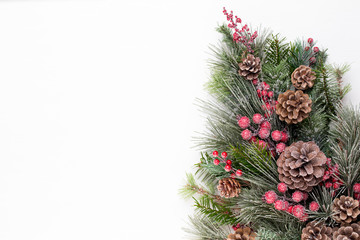 Christmas composition. Stars decorations, on white background. Christmas, winter, new year concept. Flat lay, top view, copy space.