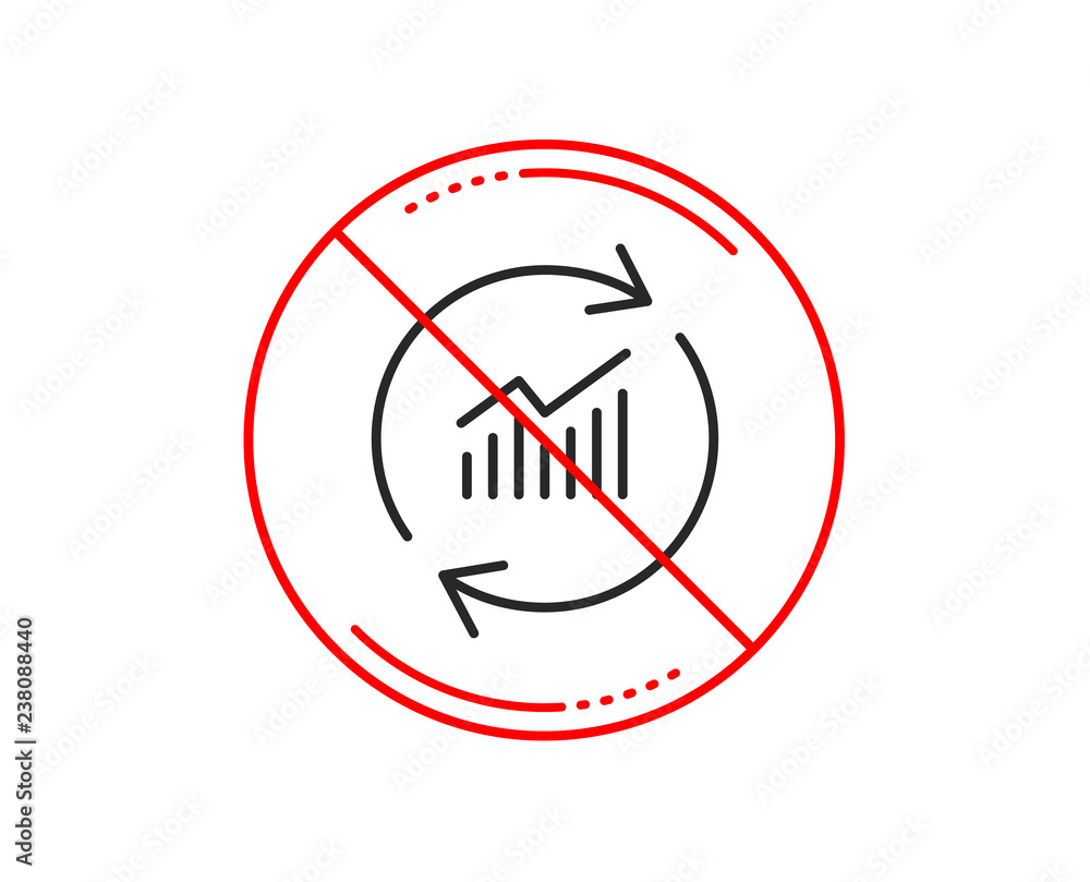 Poster no or stop sign. chart line icon. update report graph or sales growth sign. analysis and statistics 