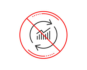 No or stop sign. Chart line icon. Update Report graph or Sales growth sign. Analysis and Statistics data symbol. Caution prohibited ban stop symbol. No  icon design.  Vector