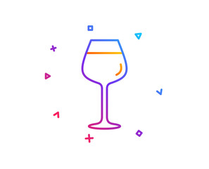 Wine glass line icon. Bordeaux glass sign. Gradient line button. Bordeaux glass icon design. Colorful geometric shapes. Vector
