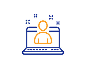 Best manager line icon. Business management sign. Agent symbol. Colorful outline concept. Blue and orange thin line color icon. Best manager Vector