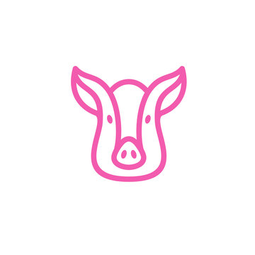 Pink pig icon for web site design