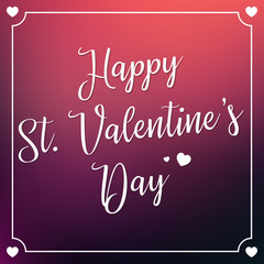 Happy St. Valentine's Day square greeting card. Pink background with copy space and white decoration to the edges. Vector illustration.