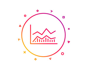 Line chart icon. Financial growth graph sign. Stock exchange symbol. Gradient pattern line button. Trade infochart icon design. Geometric shapes. Vector