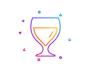 Wine glass line icon. Alcohol drink sign. Beverage symbol. Gradient line button. Wine glass icon design. Colorful geometric shapes. Vector