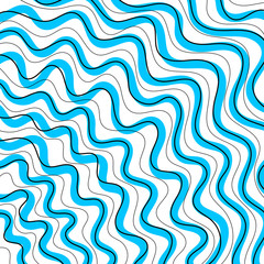 Abstract curved and wave blue and black lines background