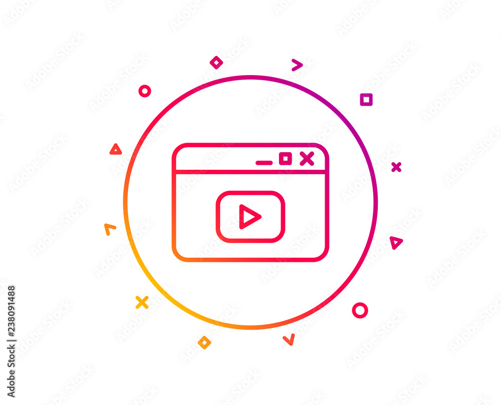 Poster browser window line icon. video content sign. internet page symbol. gradient pattern line button. vi