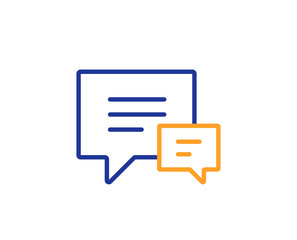 Chat line icon. Speech bubble sign. Communication or Comment symbol. Colorful outline concept. Blue and orange thin line color icon. Comment Vector