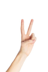 Victory gesture isolated on a white background