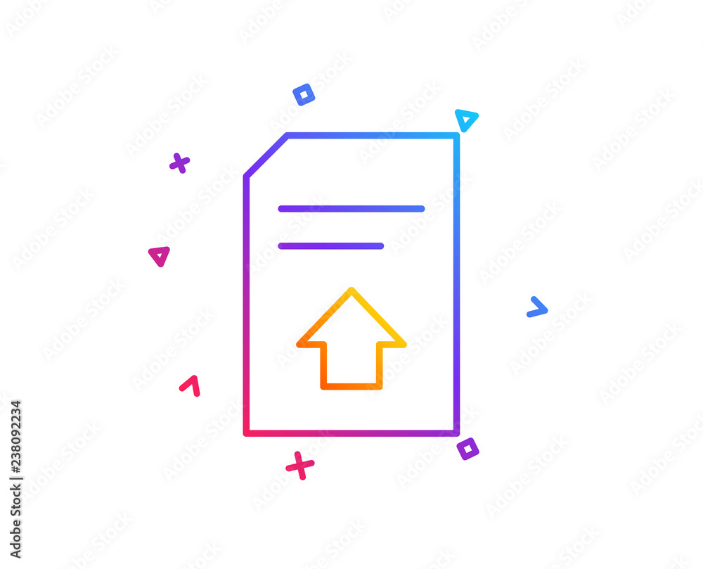 Poster upload document line icon. information file sign. paper page concept symbol. gradient line button. u
