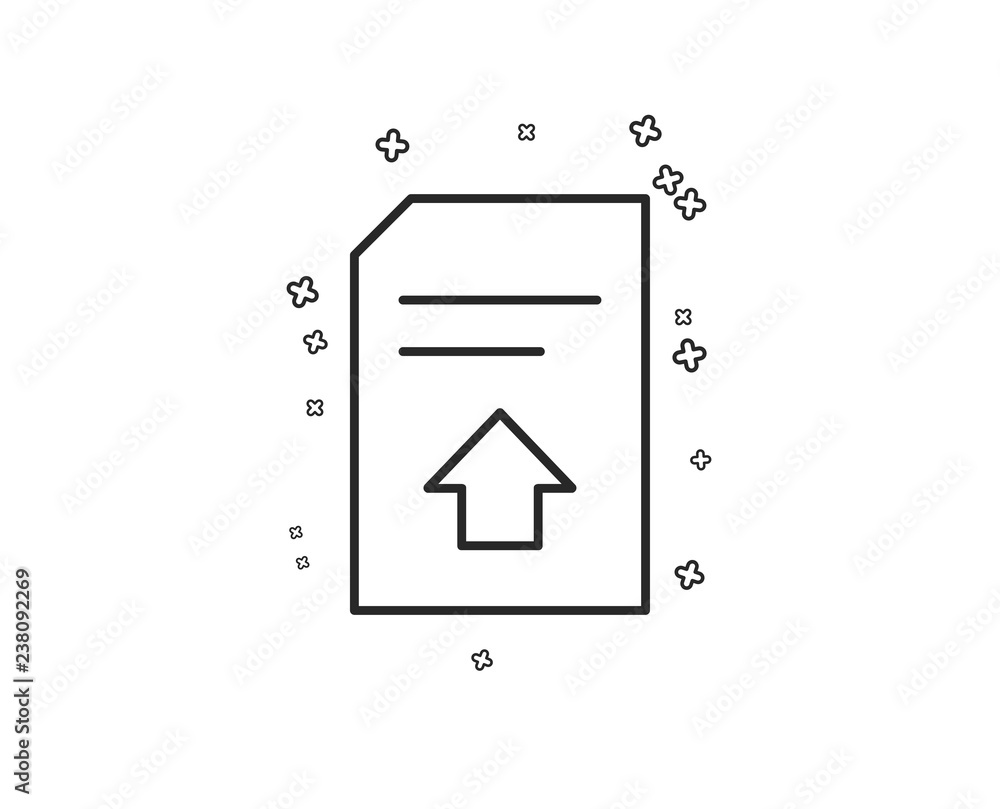 Poster upload document line icon. information file sign. paper page concept symbol. geometric shapes. rando