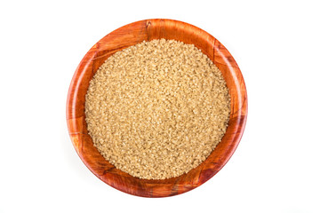 Cups of coarse crystalized demerara sugar