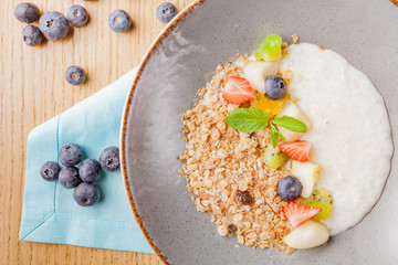 Milk rice porridge for kids healthy breakfast