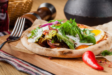 American breakfast in the morning