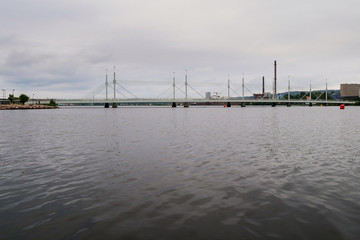 Fototapeta premium Bridge over the Munksjön Lake, Jonkoping city in the historical province Småland, Sweden.