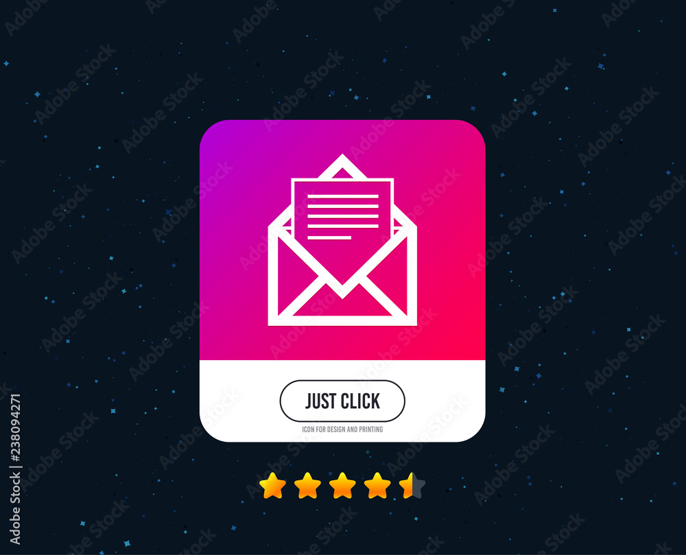 Poster mail icon. envelope symbol. message sign. mail navigation button. web or internet icon design. ratin