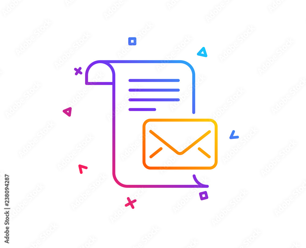 Poster mail letter line icon. read message correspondence sign. e-mail symbol. gradient line button. mail l