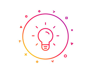 Fototapeta na wymiar Light Bulb line icon. Lamp sign. Idea, Solution or Thinking symbol. Gradient pattern line button. Light bulb icon design. Geometric shapes. Vector