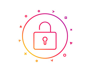 Lock line icon. Private locker sign. Password encryption symbol. Gradient pattern line button. Lock icon design. Geometric shapes. Vector