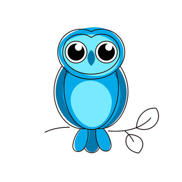 Blue owl line logo on white background vector