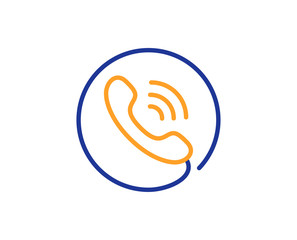 Call center service line icon. Phone support sign. Feedback symbol. Colorful outline concept. Blue and orange thin line color Call center icon. Vector