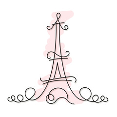 Naklejka premium One line style Paris city skyline. Simple modern minimalistic style vector.