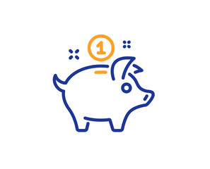Saving money line icon. Piggy bank sign. Colorful outline concept. Blue and orange thin line color icon. Saving money Vector
