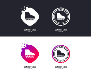 Logotype concept. Roller skates sign icon. Rollerblades symbol. Logo design. Colorful buttons with icons. Vector